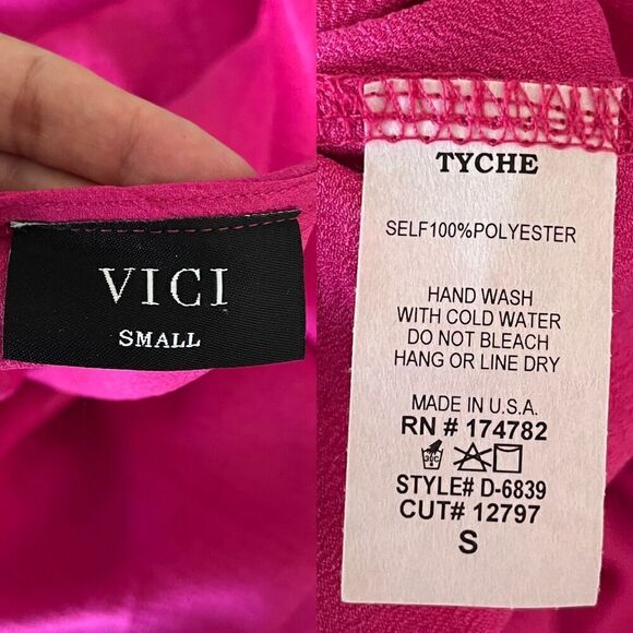 Vici Women's Size S Pink One Shoulder Satin Kaftan Maxi Dress Pullover Flowy - Picture 6 of 14